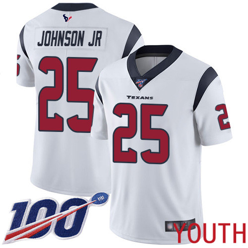 Houston Texans Limited White Youth Duke Johnson Jr Road Jersey NFL Football 25 100th Season Vapor Untouchable